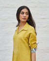 Butterscotch Yellow Pure Linen Tunic With Handwork (XS-S)