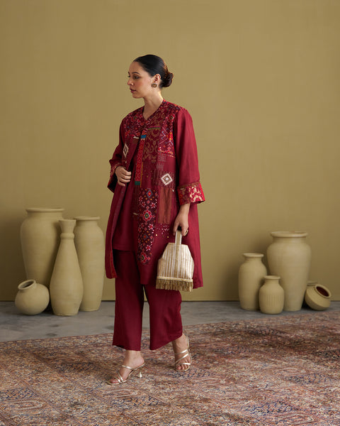 The Burgundy Anokhi Jacket with Patan Patola