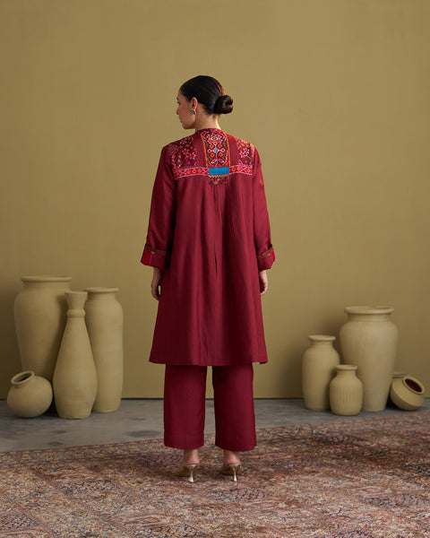 The Burgundy Anokhi Jacket with Patan Patola