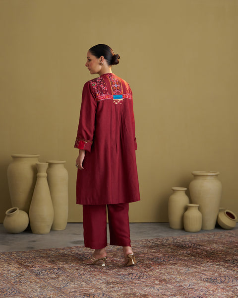 The Burgundy Anokhi Jacket with Patan Patola