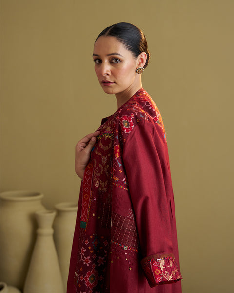 The Burgundy Anokhi Jacket with Patan Patola