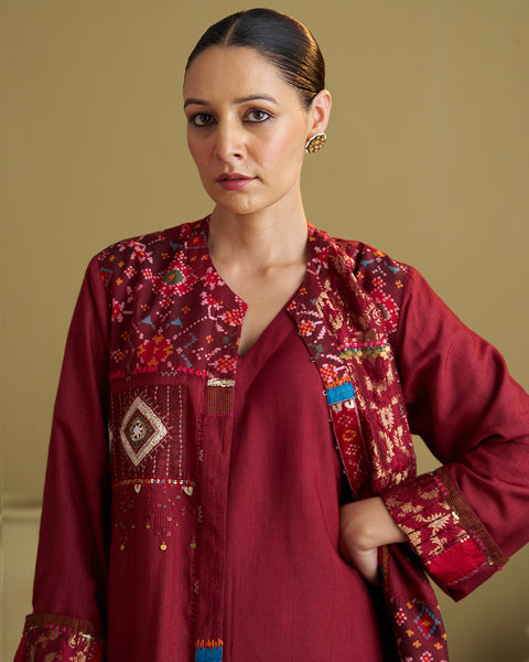 The Burgundy Anokhi Jacket with Patan Patola