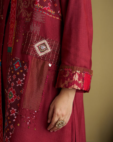 The Burgundy Anokhi Jacket with Patan Patola