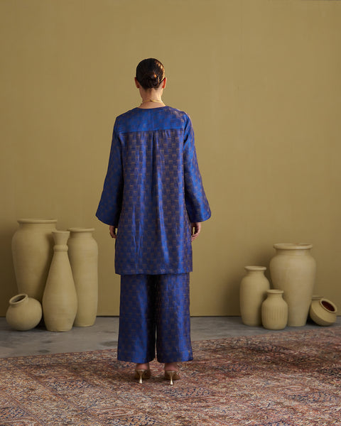 The Sapphire Blue Banarasi Silk Set