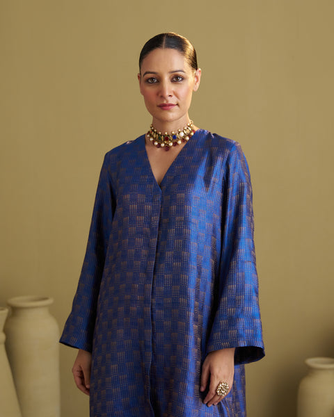 The Sapphire Blue Banarasi Silk Set