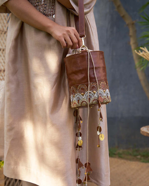 The Amala Bucket Potli Bag with Handwork