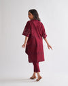Burgundy Handwoven Cotton & Ikat Anti-fit Co-ord Set