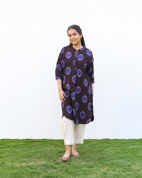 The Dot Ikat Anti-Fit Kurta - Brown