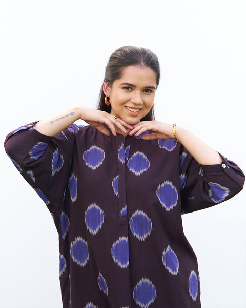 The Dot Ikat Anti-Fit Kurta - Brown