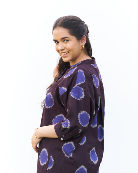 The Dot Ikat Anti-Fit Kurta - Brown