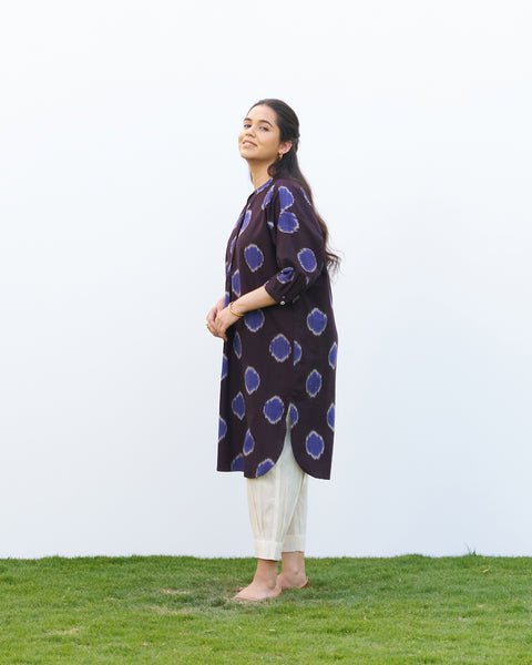 The Dot Ikat Anti-Fit Kurta - Brown