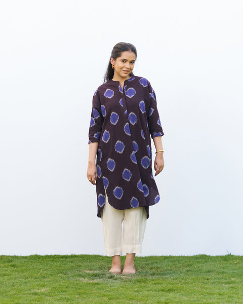 The Dot Ikat Anti-Fit Kurta - Brown