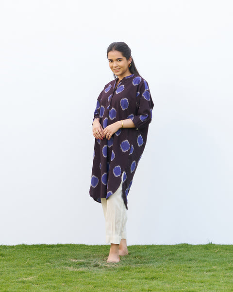 The Dot Ikat Anti-Fit Kurta - Brown