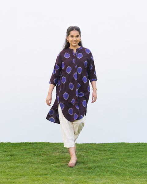 The Dot Ikat Anti-Fit Kurta - Brown