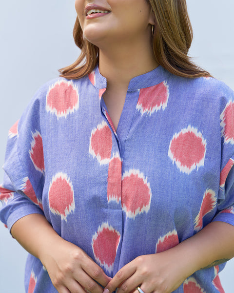 The Dot Ikat Anti-fit Kurta - Blue
