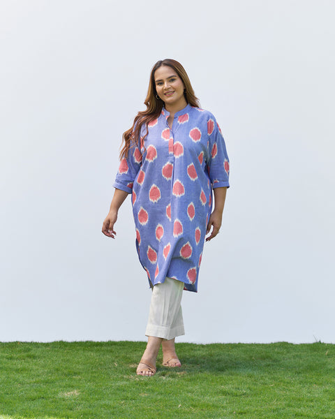 The Dot Ikat Anti-fit Kurta - Blue