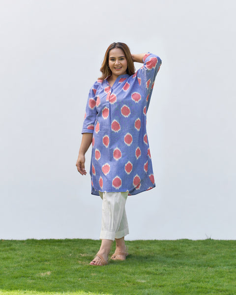 The Dot Ikat Anti-fit Kurta - Blue