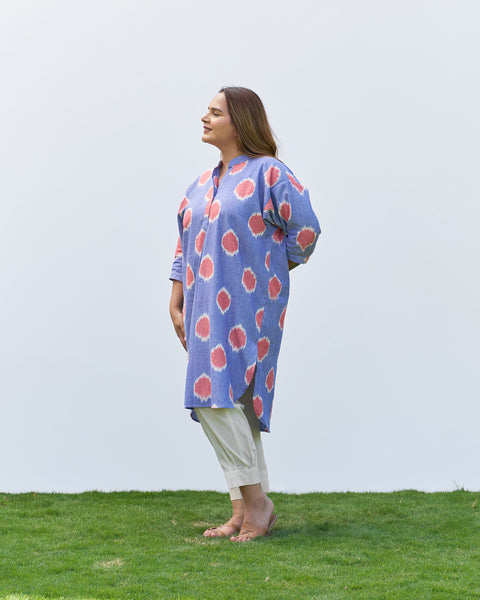 The Dot Ikat Anti-fit Kurta - Blue