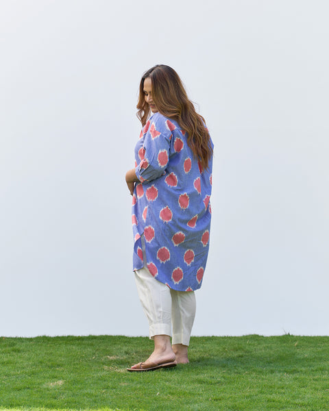 The Dot Ikat Anti-fit Kurta - Blue