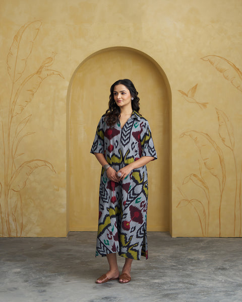 The Rumi Black Uzbeki Ikat Dress