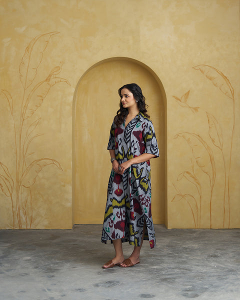 The Rumi Black Uzbeki Ikat Dress