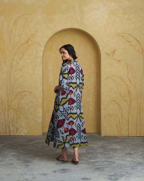 The Rumi Black Uzbeki Ikat Dress