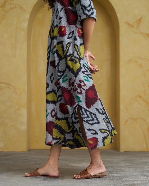 The Rumi Black Uzbeki Ikat Dress