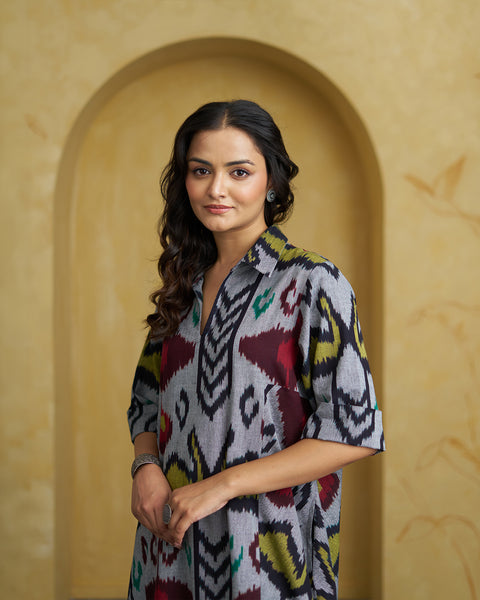 The Rumi Black Uzbeki Ikat Dress