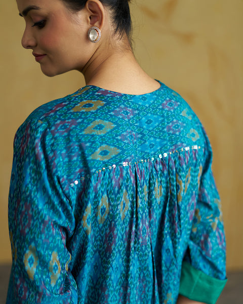 The Morni Silk Ikat Set with Handwork