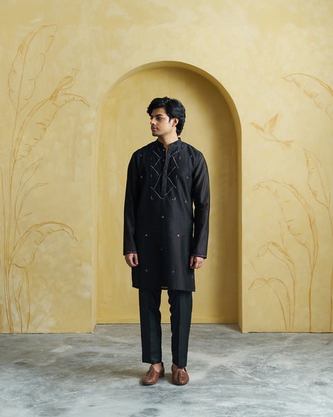 Black Chanderi Kurta( Men)