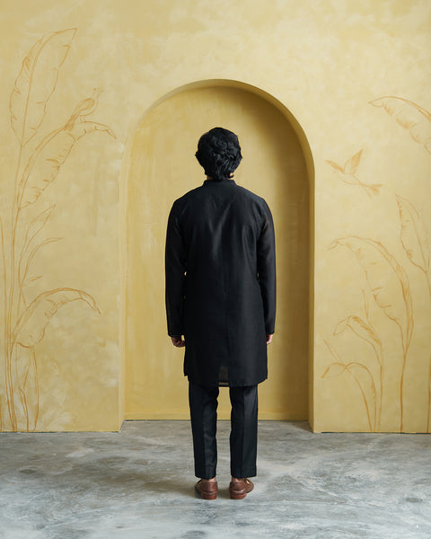Black Chanderi Kurta( Men)