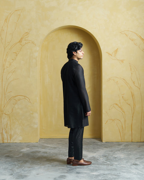 Black Chanderi Kurta( Men)