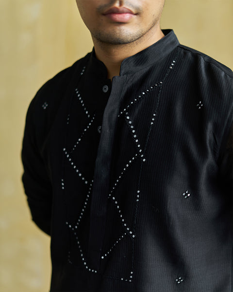Black Chanderi Kurta( Men)