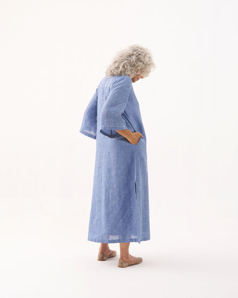 Denim Blue Pure Linen Tunic (M-L)