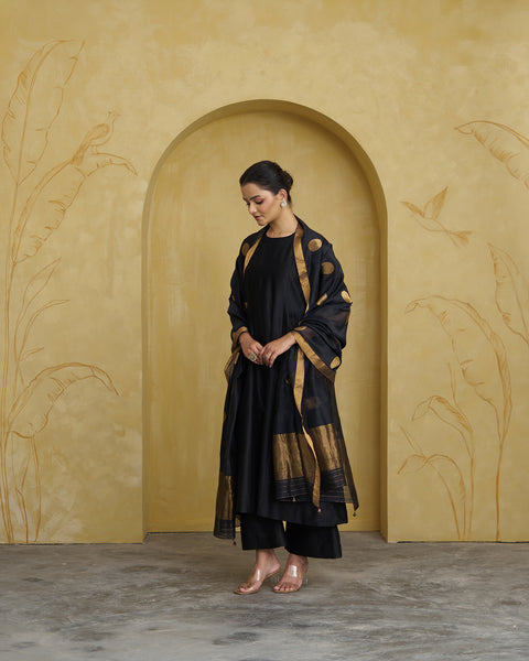 The Black Silk Chanderi Set