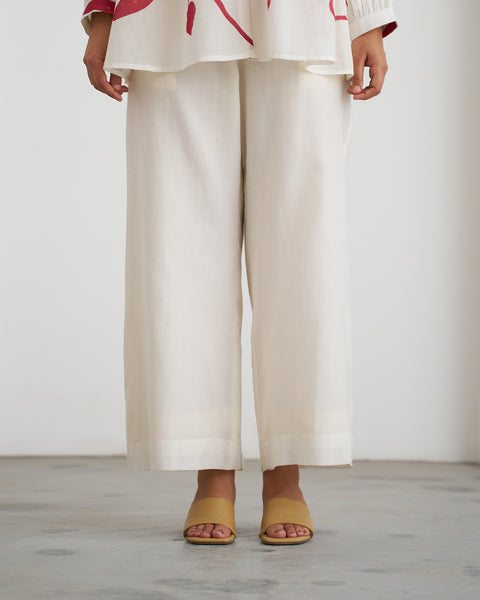 Off-White Cotton Modal Pants