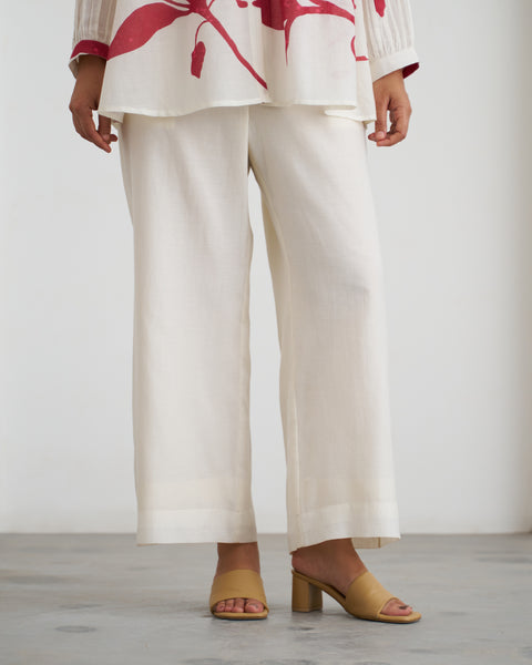 Off-White Cotton Modal Pants