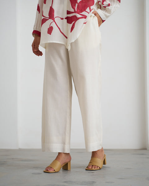 Off-White Cotton Modal Pants