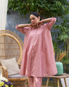 Blush Pink Silk Chanderi Anti-fit Top & Pants Set