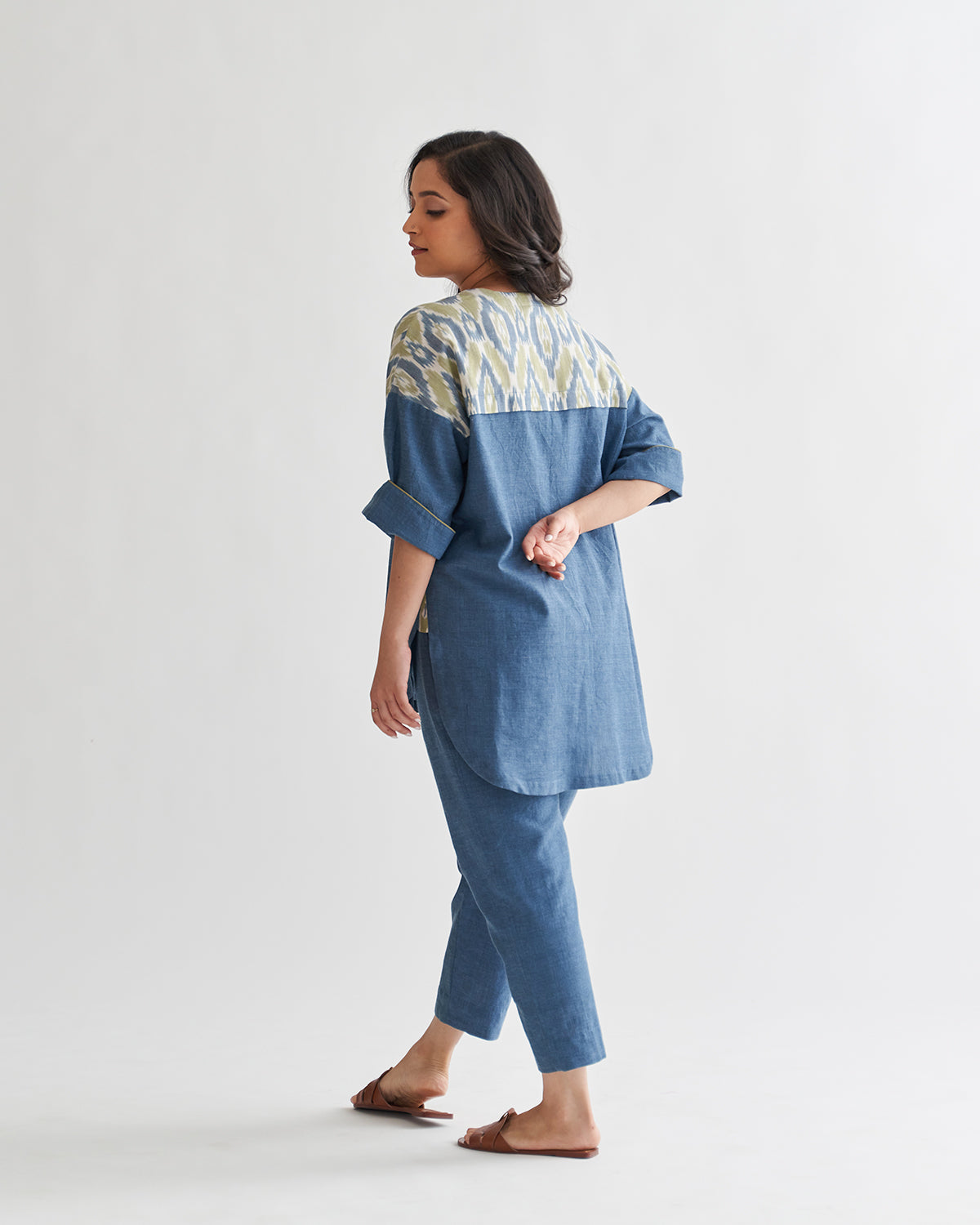 Blue Cotton 3 pc Co-ord Set – Kamakhyaa