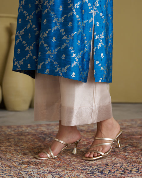 The Feroza Blue Banarasi Katan Set