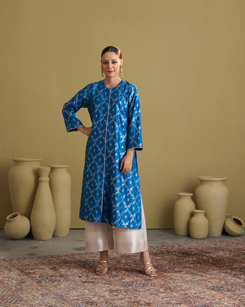 The Feroza Blue Banarasi Katan Set