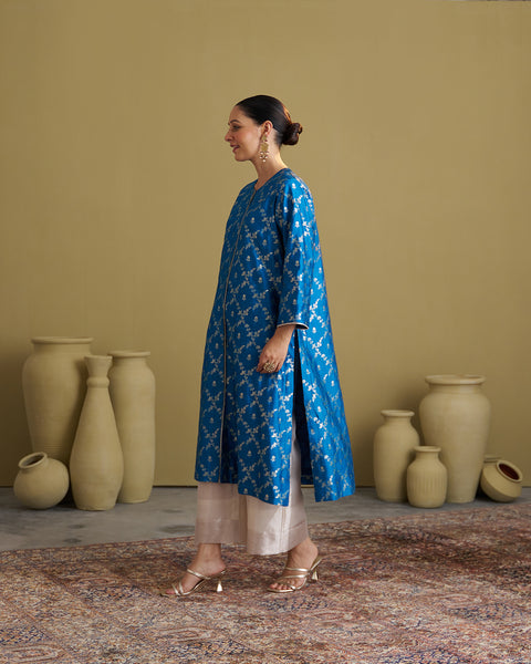 The Feroza Blue Banarasi Katan Set