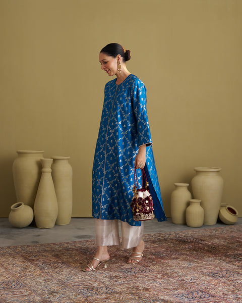The Feroza Blue Banarasi Katan Set