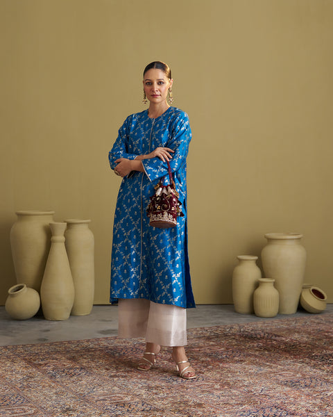 The Feroza Blue Banarasi Katan Set