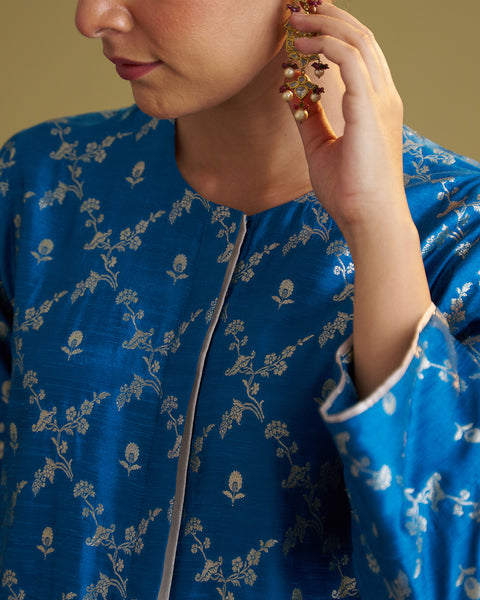 The Feroza Blue Banarasi Katan Set