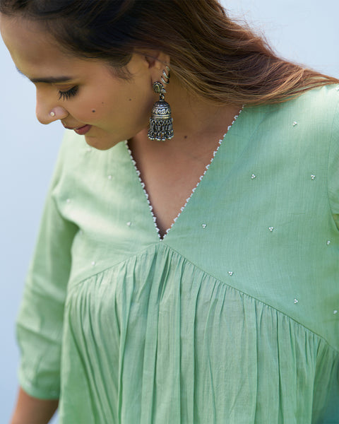 Mint Green Pure Mul Kurta