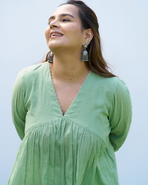 Mint Green Pure Mul Kurta