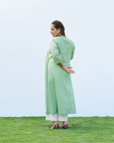 Mint Green Pure Mul Kurta