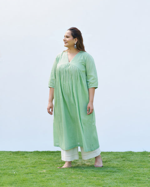 Mint Green Pure Mul Kurta